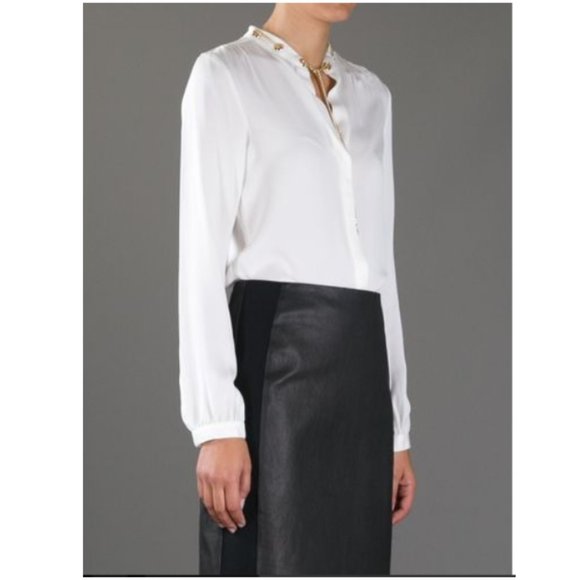 MICHAEL Michael Kors Chain Collar Blouse Gold S - Picture 9 of 15